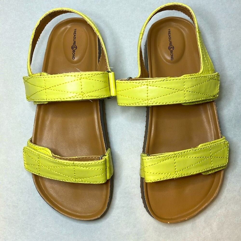 Treasure & Bond Lime green girls strap sandals summer shoes play wide‎ foot